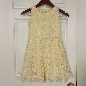 Rare Editions Floral Lace Kids Dress in Cream